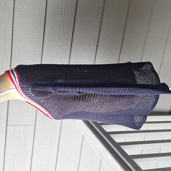 Free People sheer knit preppy vneck sweater Electric City tunic We the Free - Picture 6 of 10